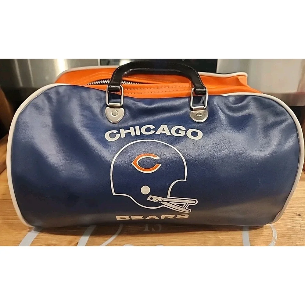 Vintage Chicago‎ Bears 1970's NFL Football Rare Leather Gym Duffel Bag